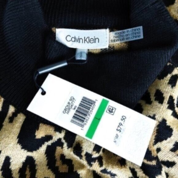 Calvin Klein Cheetah Print Slouchy Sweater Tan Size Large - Picture 6 of 7